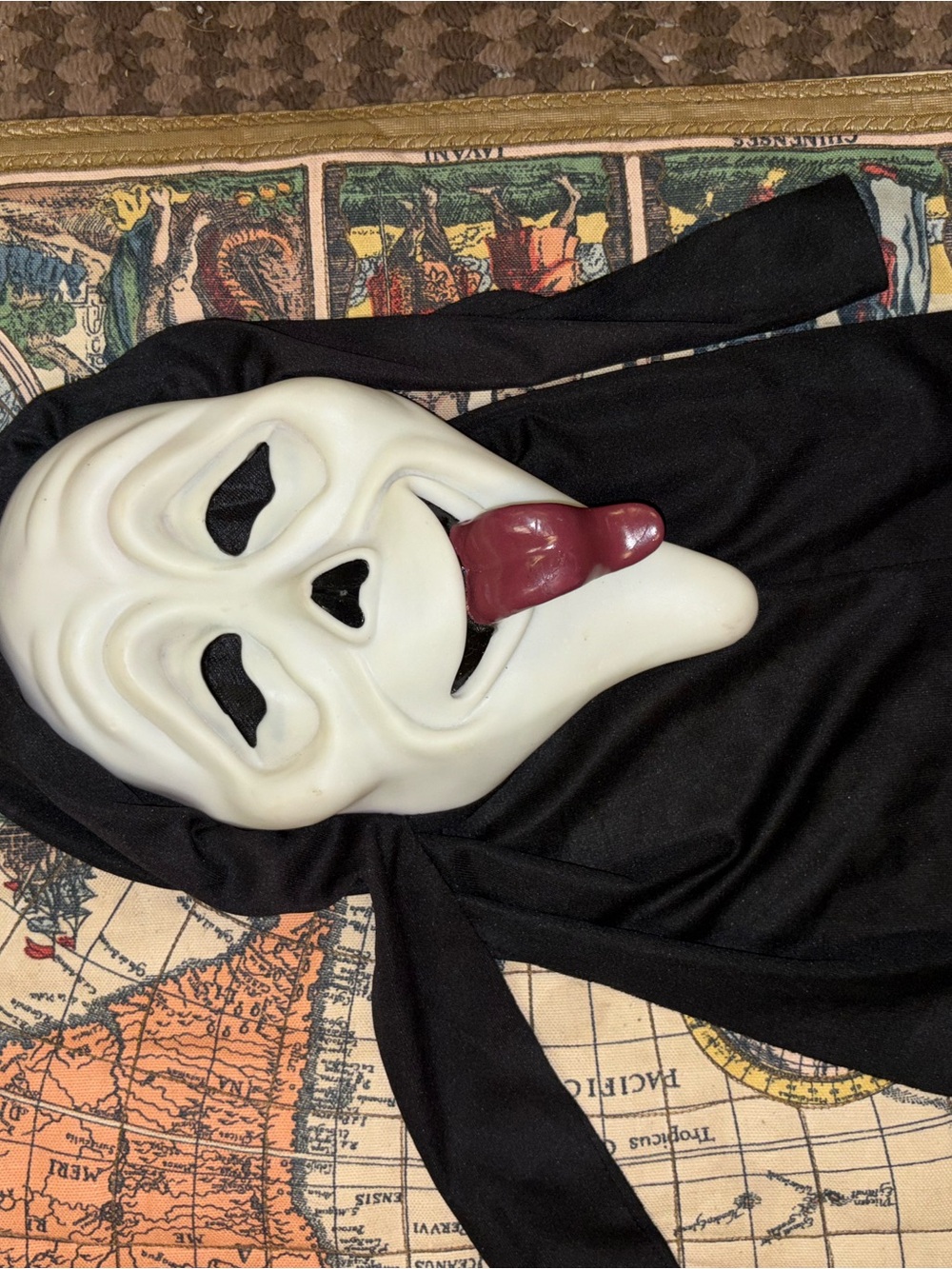 Kids White Ghost Mask Costume with Black Hood - Unbranded